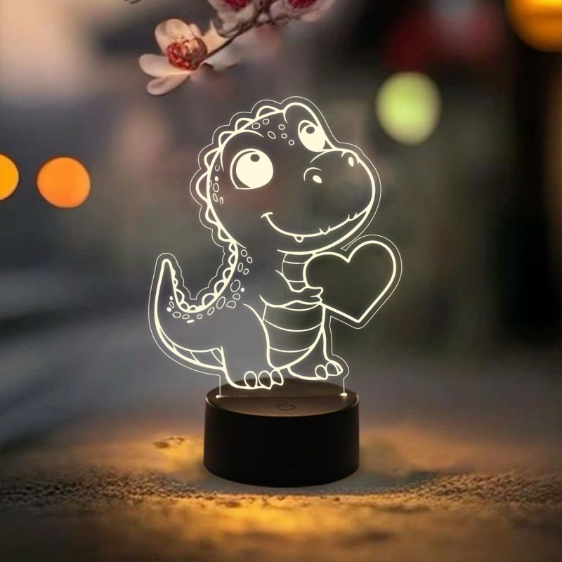 3D Illusion Crocodile Night Lamp with Warm White Light  Lamp for Kids Room  Cute Night Lamp  Home Decor Light  Desk Table Lamp